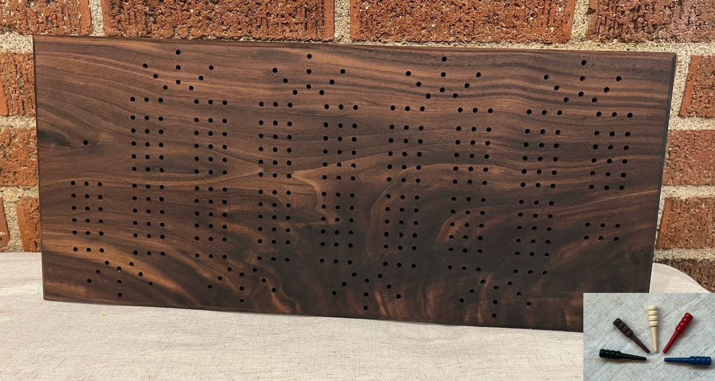 Walnut 3 Person Cribbage Board
