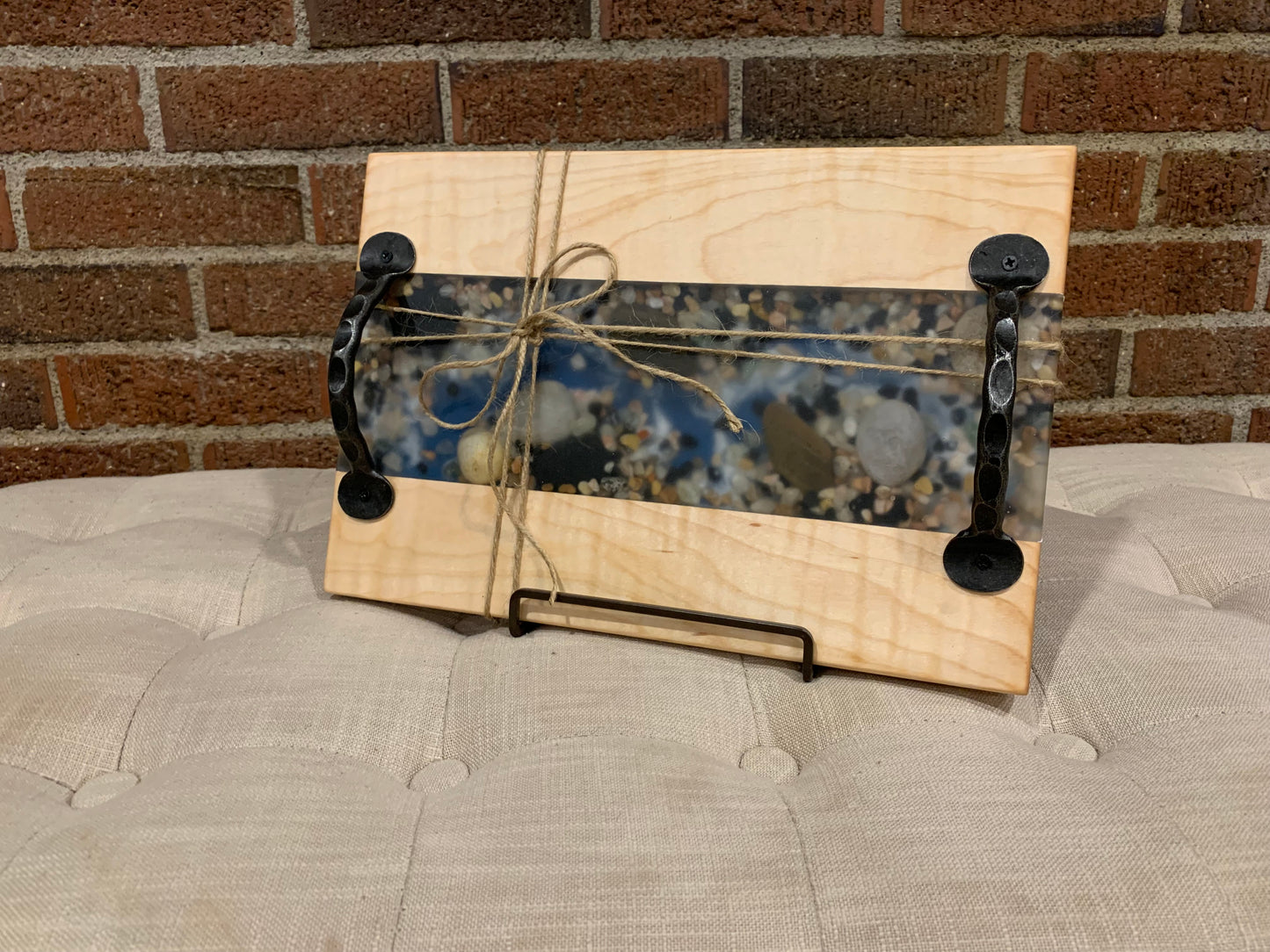 Maple + River Rock Resin Serving Tray