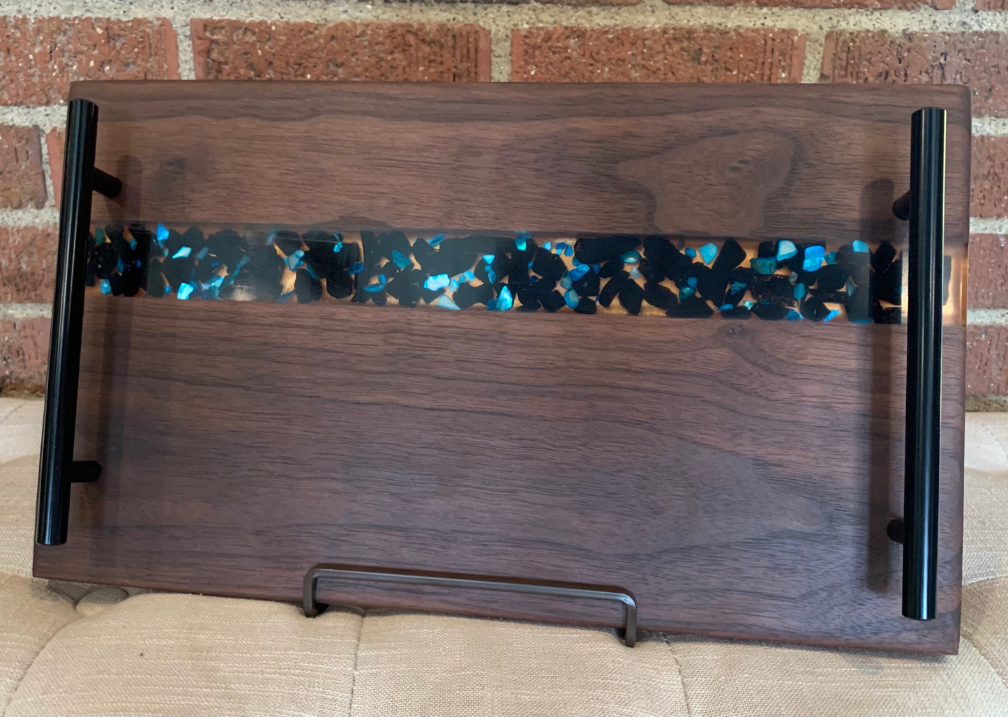 Walnut + Rock Resin Serving Tray