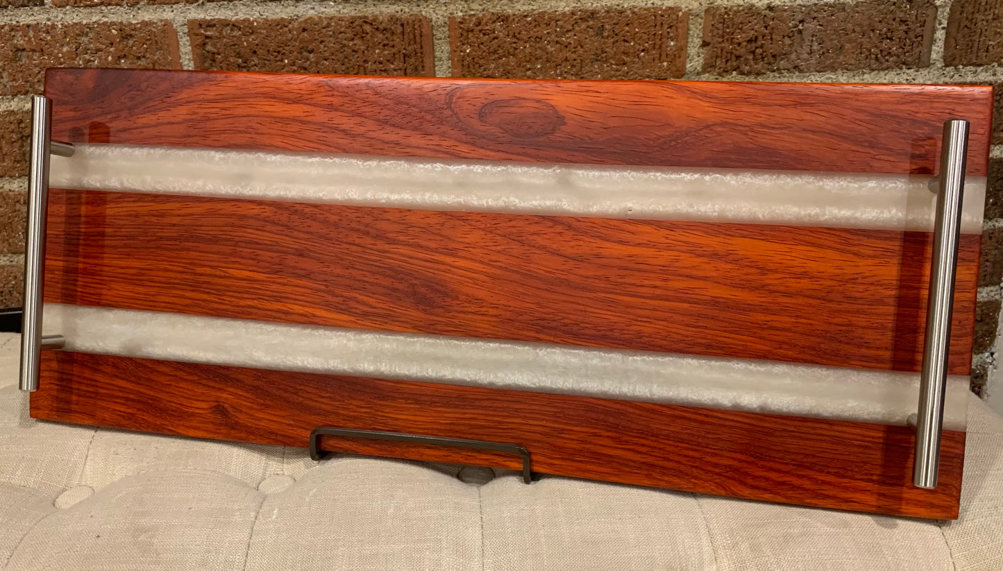Padauk + White Shimmery Resin Serving Tray