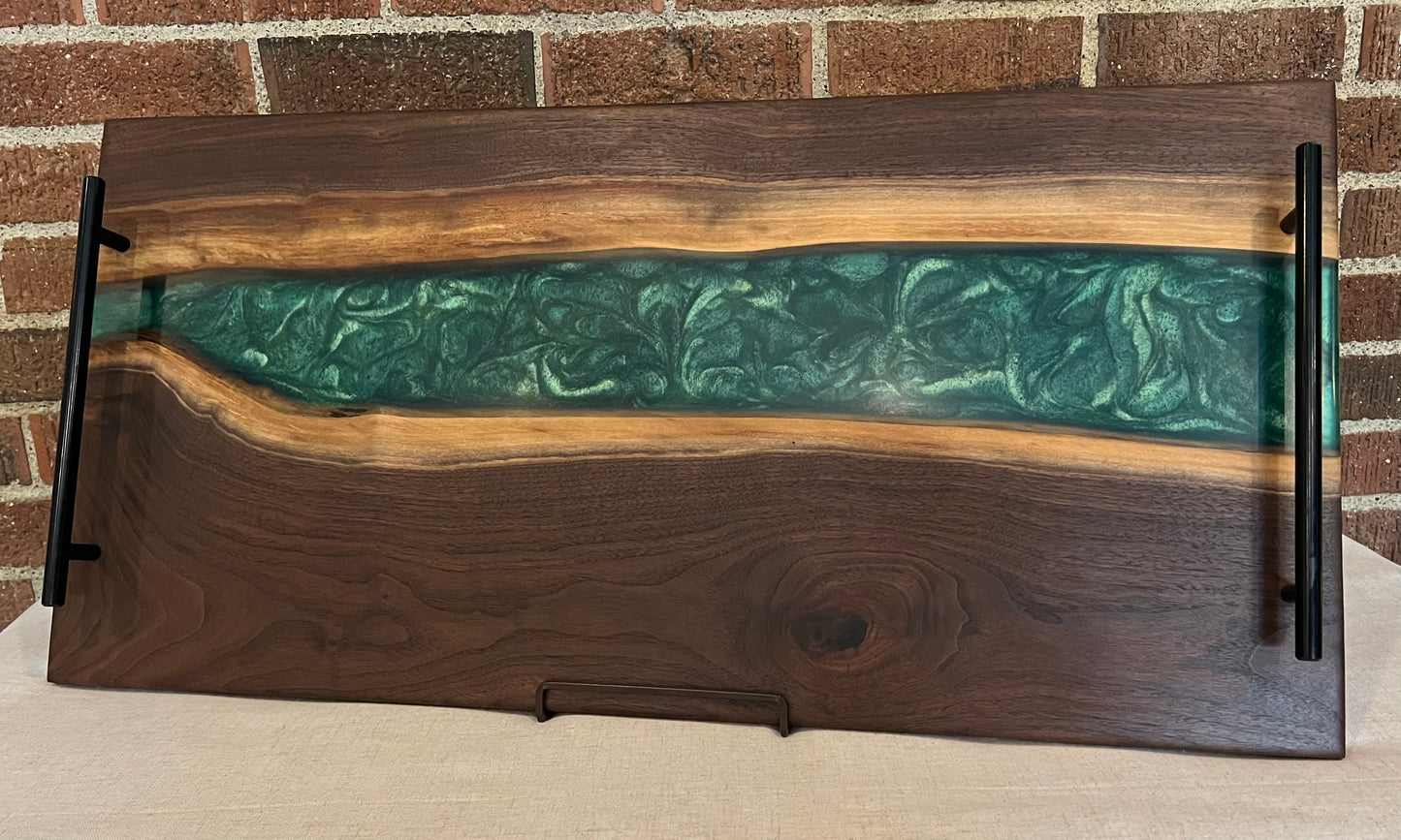 Walnut + Resin Serving Tray