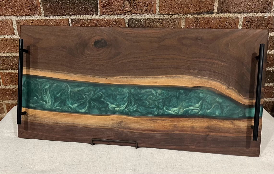 Walnut + Resin Serving Tray