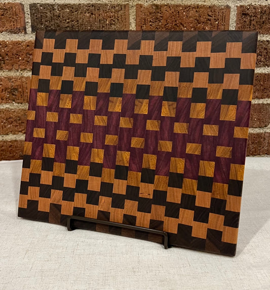 Walnut + Purpleheart + Cherry + Canarywood End Grain Cutting Board