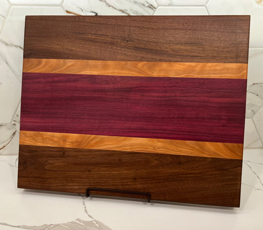 Walnut + Purpleheart + Cherry Cutting Board (LARGE)