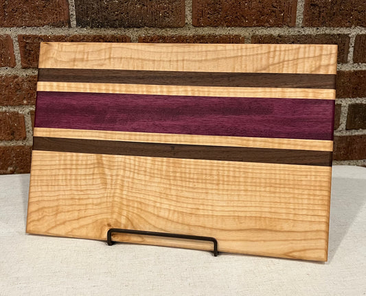 Curly Maple + Walnut + Purpleheart Cutting Board