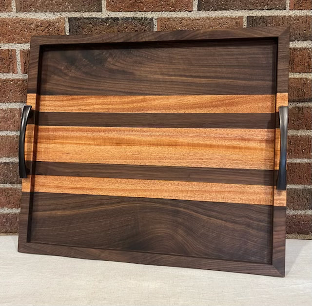 Walnut + African Mahogany Ottoman Tray