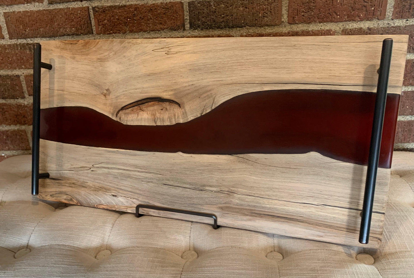 Live Edge Maple + Red Resin Serving Tray