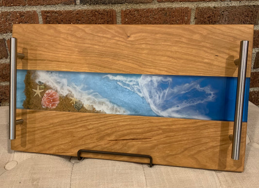 Cherry + Beach Resin Serving Tray