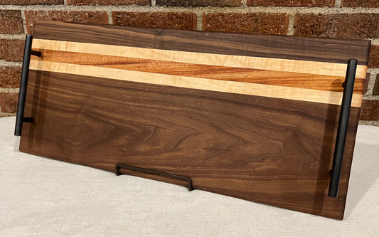 Walnut + Curly Maple + African Mahogany Serving Tray