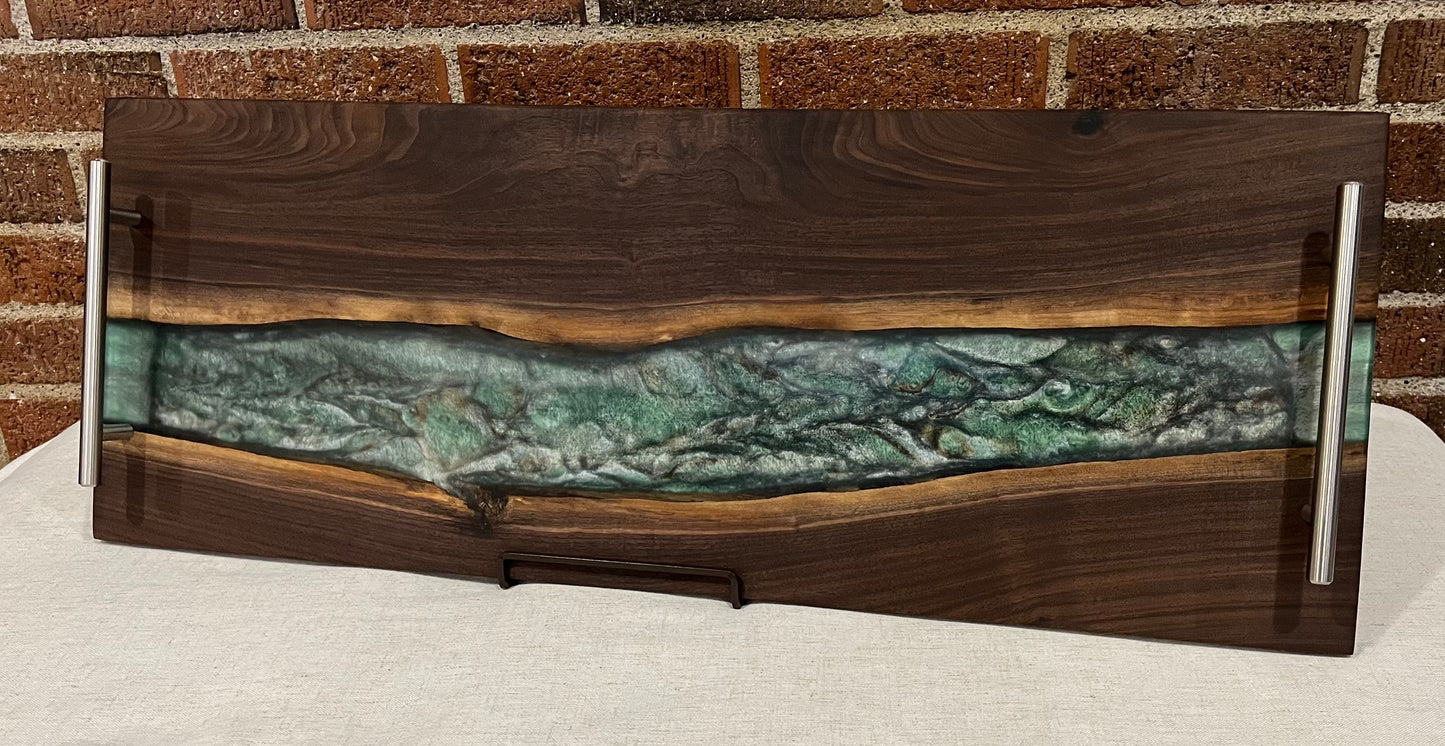 Walnut + Resin Live Edge Serving Tray