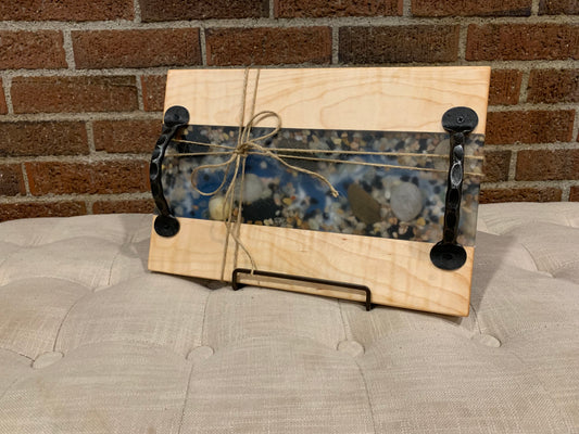 Maple + River Rock Resin Serving Tray