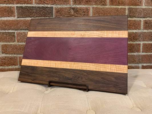 Purpleheart + Walnut + Curly Maple Cutting Board