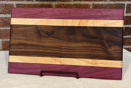 Purpleheart  + Walnut + Maple Cutting Board