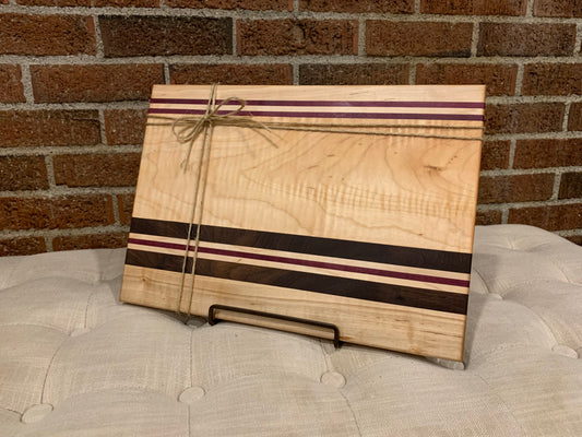 Curly Maple + Purpleheart + Walnut Cutting  Board