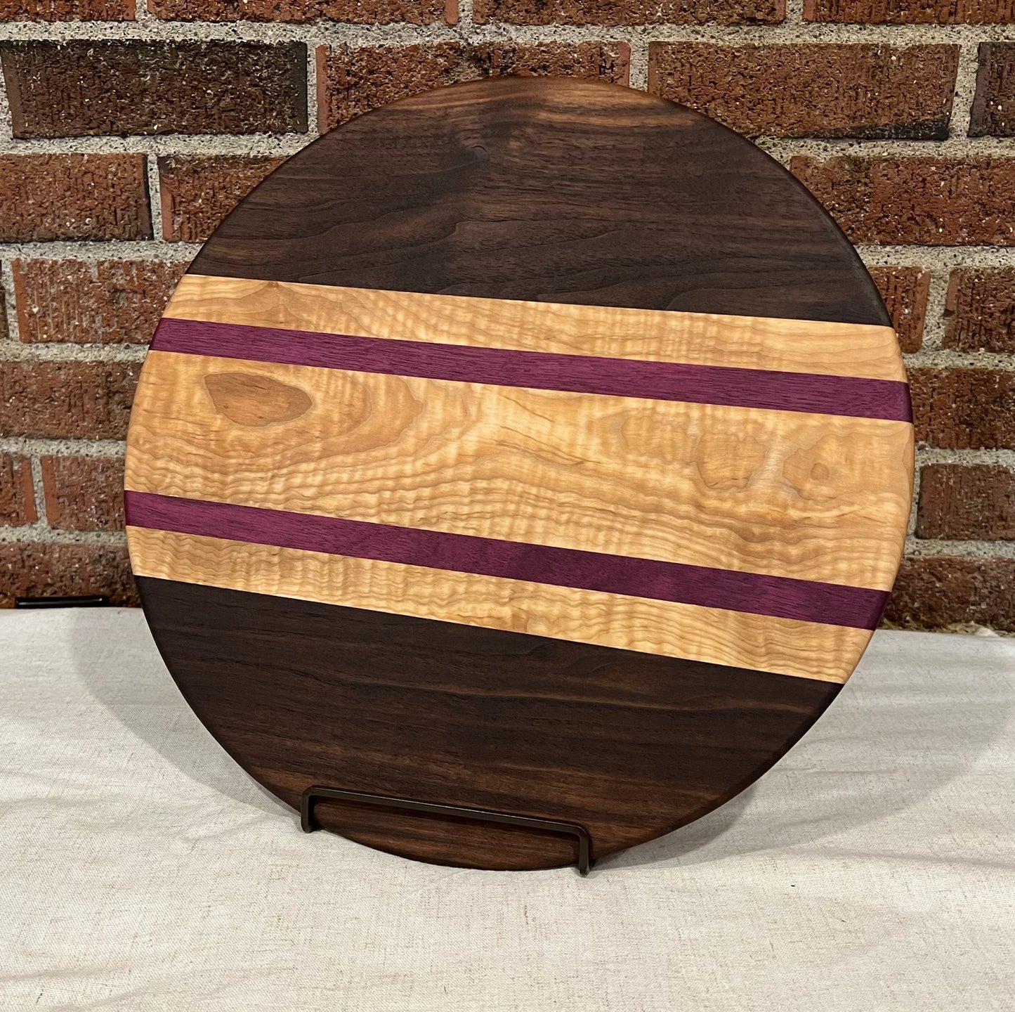 Curly Maple + Purpleheart + Walnut Round Board