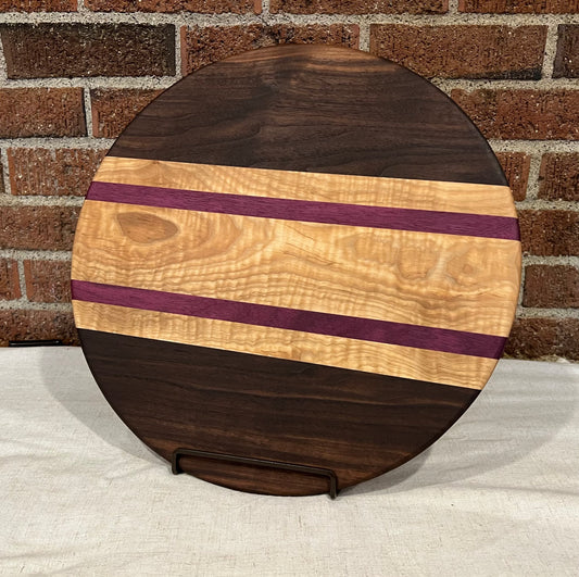 Curly Maple + Purpleheart + Walnut Round Board