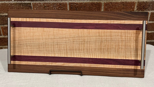 Walnut + Purpleheart + Curly Maple Serving Tray