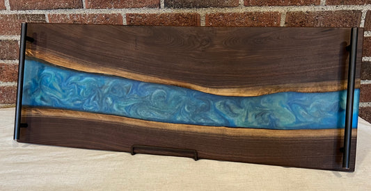 Walnut + Resin Live Edge Serving Tray