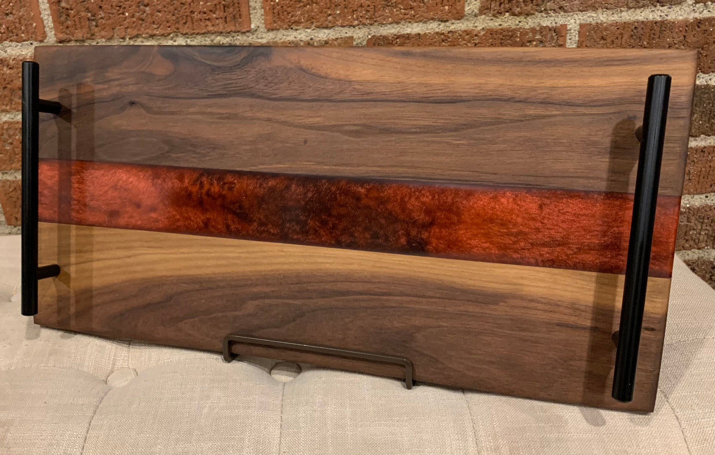 Walnut + Red Resin Serving Tray