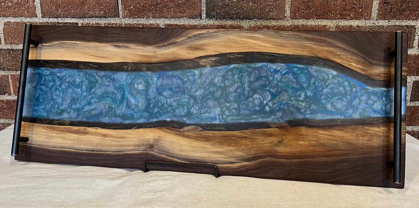 Walnut + Resin Live Edge Serving Tray