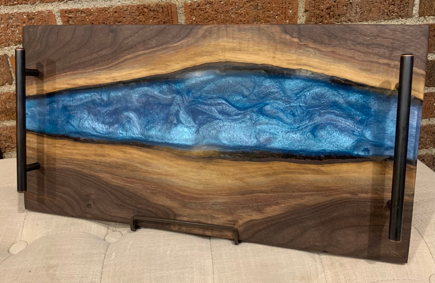 Live Edge Walnut + Resin Serving Tray